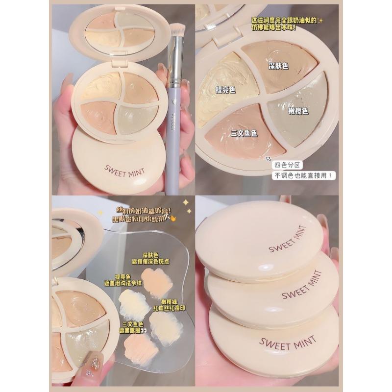 Four Color Face Concealer Cover Dark Circles Spots Brighten Even Skin Tone