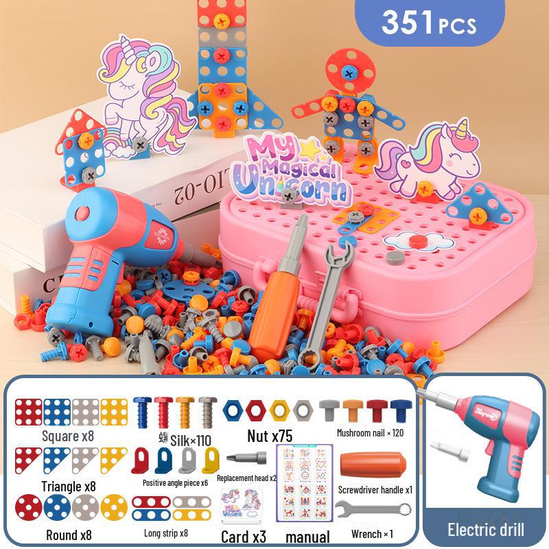 Children's Educational Screw Assembly Toy: Electric Drill & Tool Box for Boys