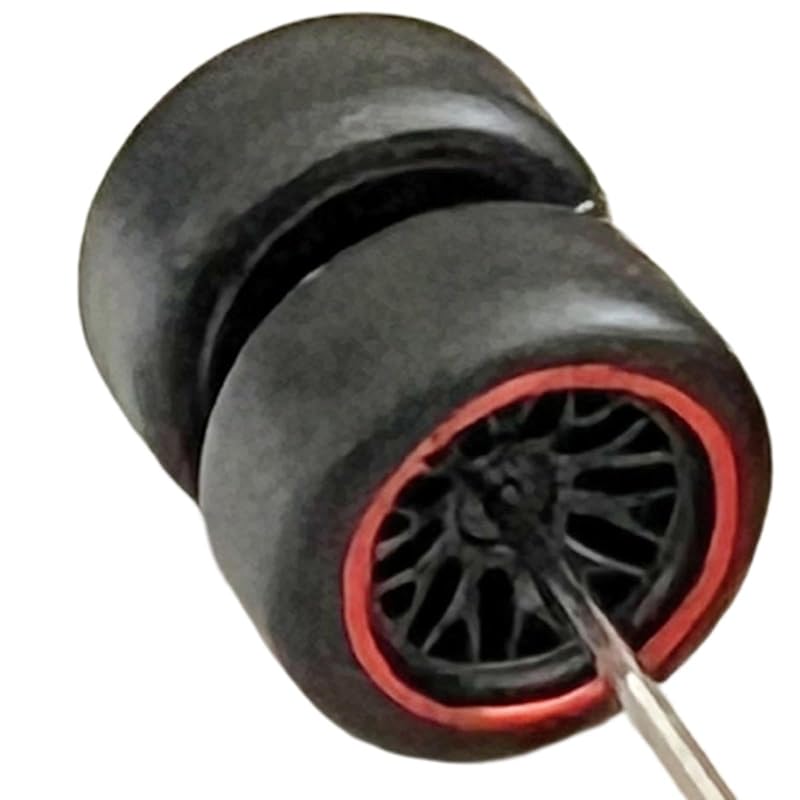 T Tooyful 8 pieces 1/64 scale wheel simulation model car wheels tires With miniature roll shaft collectible toys kids car models, red