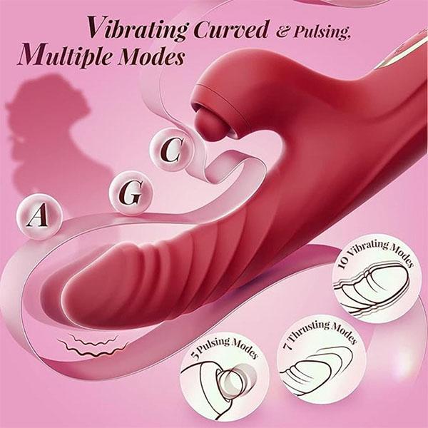 Vibrators Thrusting Dildo for Women G Spot Vibrator Clitoral Stimulator with 10 Vibration 7 Thrust and Licking, Sex Toy for Women and Couple