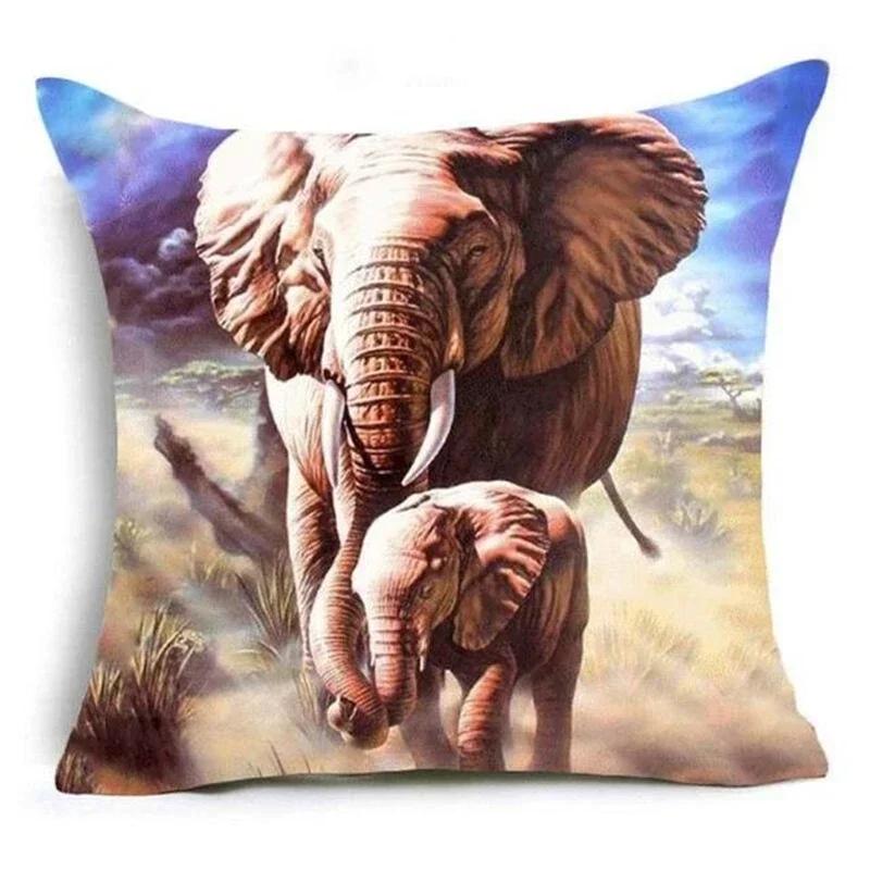 

45*45CM Home Decor Pillowcase Sofa Pillowcase Polyester Elephant Print Cushion Cover Indian Style Animal 16x16Inch
