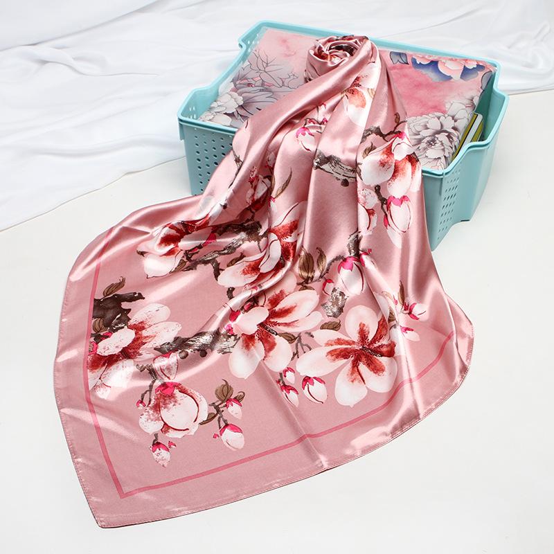 Women's Baotou Artificial Silk Satin Silk Scarf 90cm Printing Square Scarf Silk Scarf