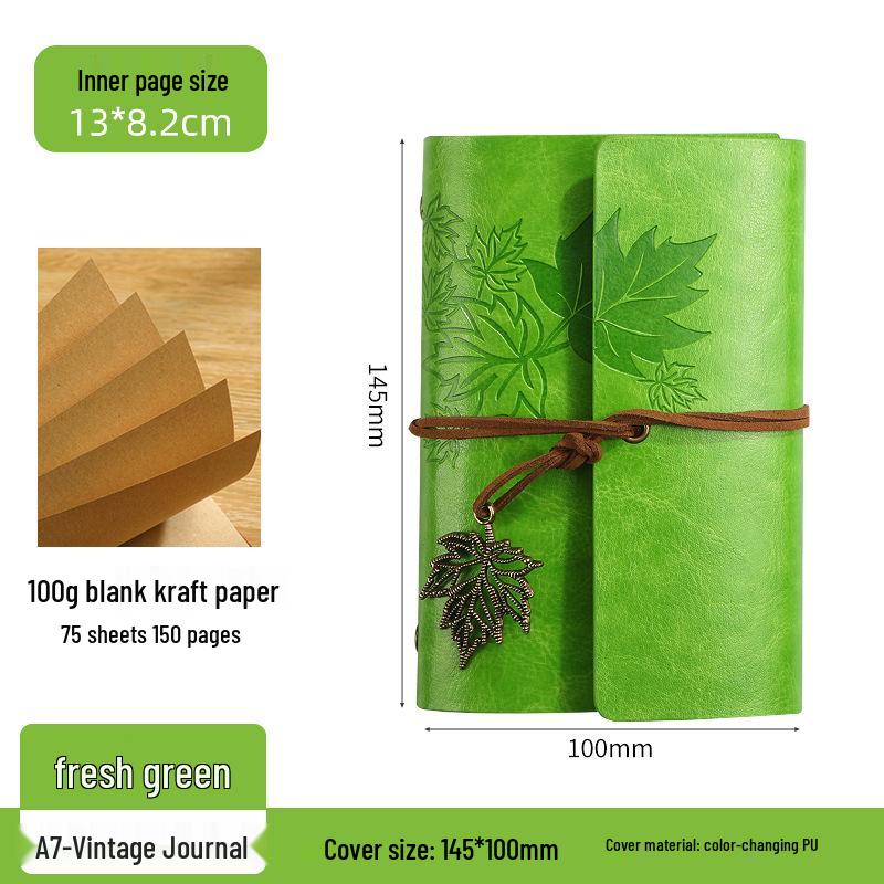 Maple Leaf Retro Loose-Leaf Notebook with Customizable Logo and Skin-Feel Cover