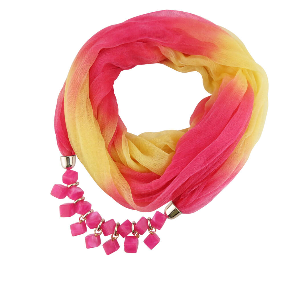 Summer Sunscreen Scarf Gradient Silk Scarf Scarf Resin Necklace Pendant Women's Jewelry Scarf
