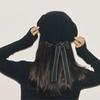 WTEMPO Women's Autumn Winter Cold-proof Windproof Solid Color Black Bow Hats Women's Verstaile Casual Retro Elegant Warm Hats