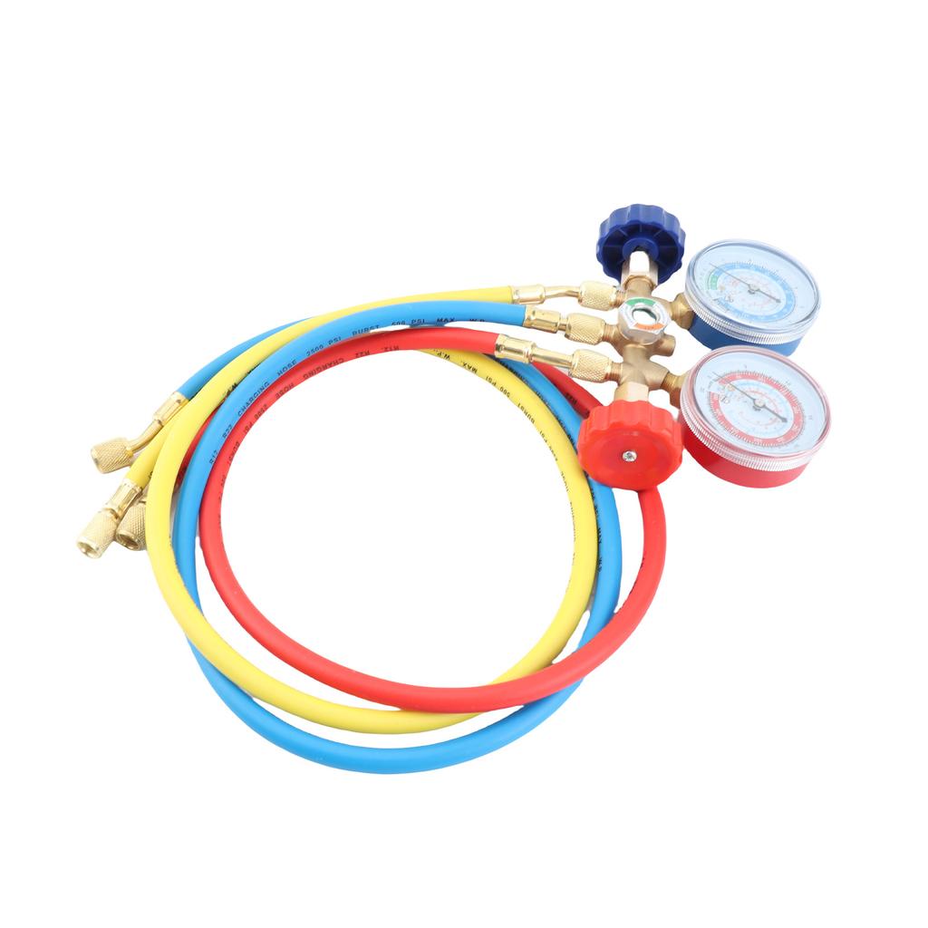 Refrigerant Manifold Gauge Air Conditioning Refrigerant Charging Hoses with Gauge for R12 R22 R404A R134A