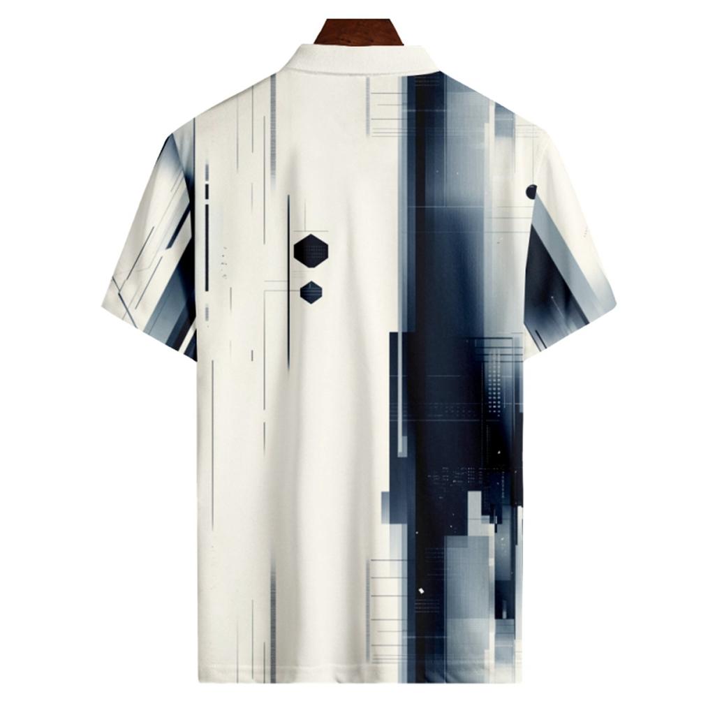 Camicia da Golf Estiva Stampata da Uomo Top a Maniche Corte con Bottoni Camicia Casual da Uomo