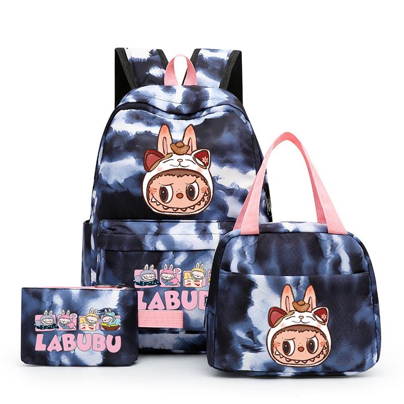 3Pcs/set Printed Backpack with Lunch Bag Pencil Case Student Teenager Boy Girl Bagpack Women's Backpack Set Travel Bag
