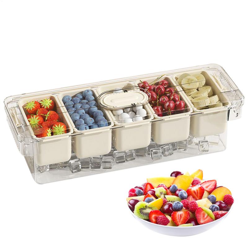 Контейнеры для хранения фруктов Многофункциональный контейнер для закусок 5 отделений Многоразовые кухонные принадлежности Органайзер для закусок для ежедневного использования красный 6500₽