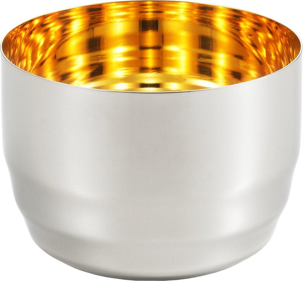 

Yoshikawa YJ2462 Сделанная в Японии чашка для саке, 100 мл, нержавеющая сталь, позолоченная отделка, серебристая