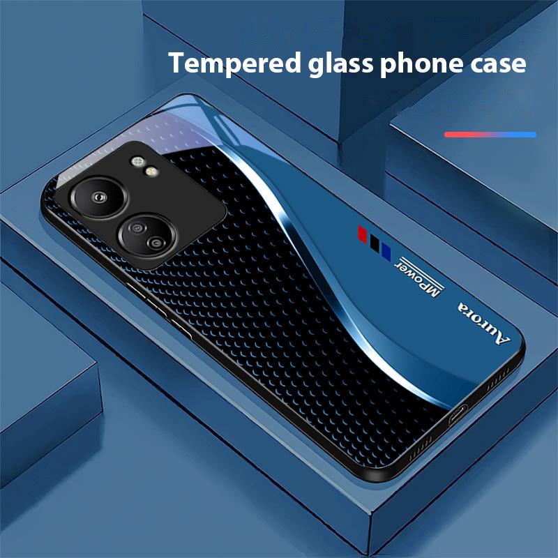 Creative Curve Double For Xiaomi Redmi 13C Note13 12 Pro Plus 5G Note 9 13T Pro POCO X6 F5 F6 Black Tempered Glass Phone Case