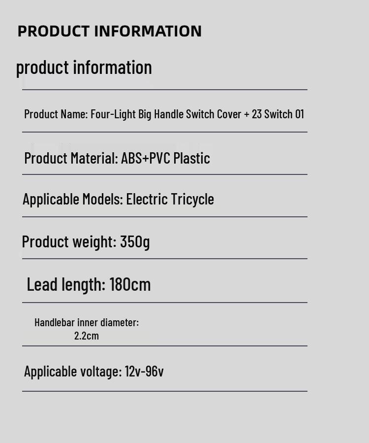 Elektrofahrzeug Gasgriff mit 4-Lichter-Anzeige & Spannungsschalter