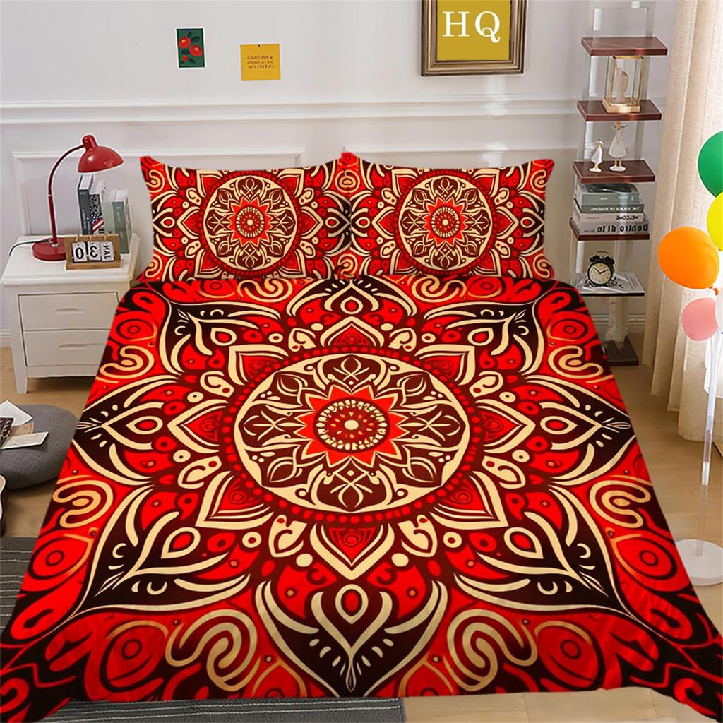 3D Indian Theme Bedding Set Paisley Flower Duvet Cover Pillowcase 2/3 US/UK/EU/AU Full Size Soft Quick Drying Decorative Quilt Cover