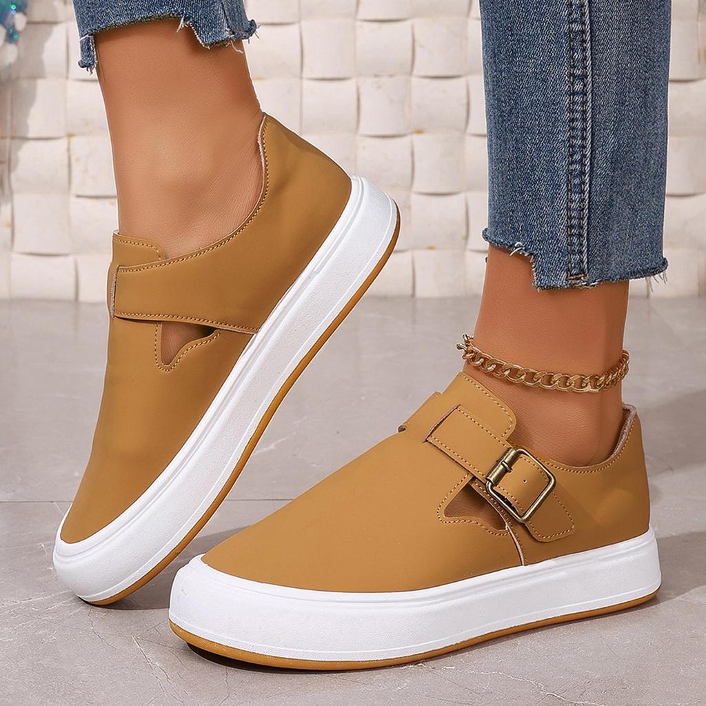 Fashion 2024 Shoes for Women Buckle Strap Women's Vulcanize Shoes Fashion Solid Ladies Casual Shoes Hot Sale Round Head Classic Sneakers