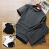Silk Mens Summer Ice Suit Loose Large Casual Sports Suit M6xl Mens Short Sleevecapris Twopiece Set