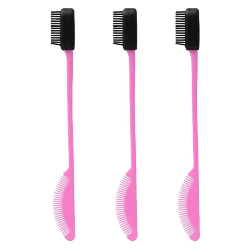 

3Pcs Silicone Makeup Tool Set Double Sided Brow Brush And Hair Styler For Quick Touches Ups Travel