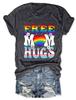 Summer New Shortsleeved Casual Tshirt Free Mom Hugs Print Loose Crew Neck Fashion Top Jumper
