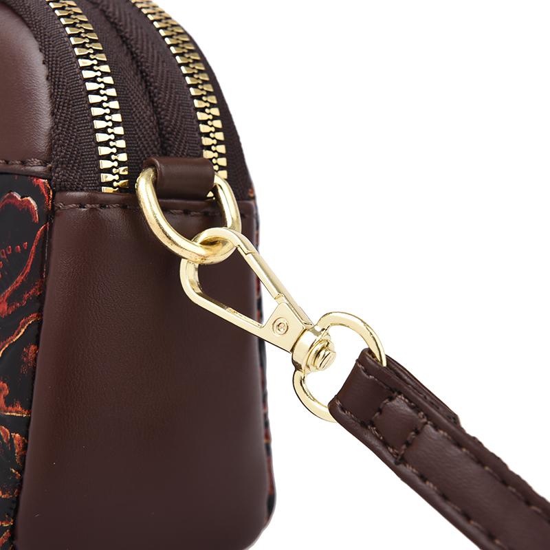 Elegante Borsa a Tracolla Floreale Goffrata da Donna – Mini Borsa a Spalla Vintage con Dettagli Dorati