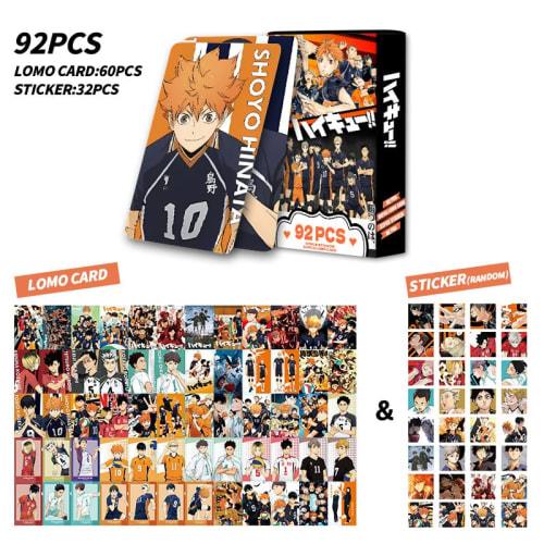 Haikyuu! Trading Cards, LOMO Cards, and Accessories, featuring Hinata Shoyo, Kageyama Tobio, Kuroo Tetsuro, Tsukishima Kei, and Sugawara Koushi. Karas