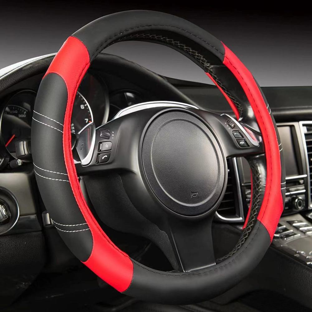 

Универсальный чехол на руль автомобиля 14,5-15 дюймов из микрофибры, мягкая противоскользящая защита рулевого колеса, автомобильные аксессуары красный