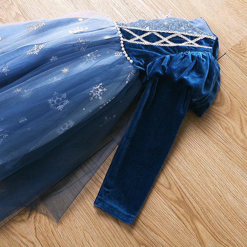 2025 Autumn/Winter Frozen Princess Elsa Long Sleeve Dress for Halloween and Holiday Gifts