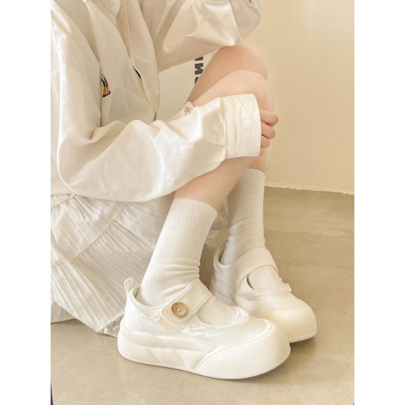 Women S White Lace Velcro Platform Mary Jane Sneakers For Students