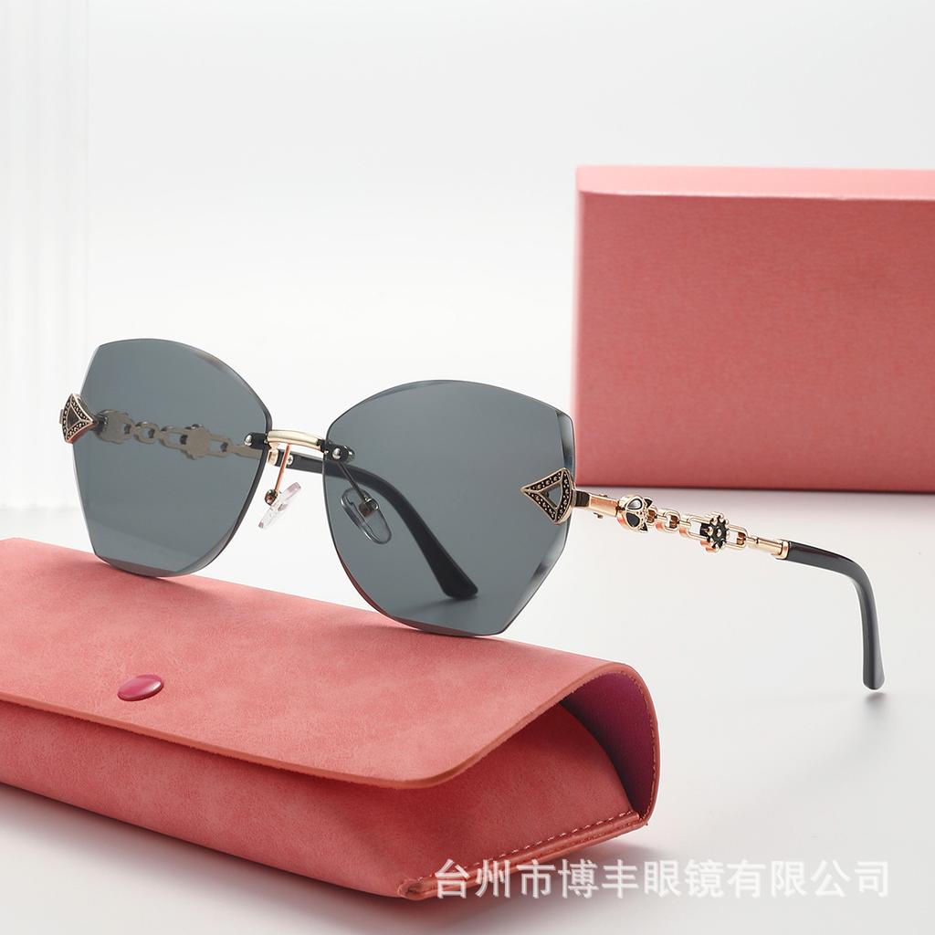 Elegant Fox Head, Glasses Legs, Fashion Sunglasses, Women'S Frameless Sunglasses Uv400 Cat Eye