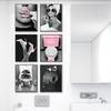 Black White Modern Women Funny Bathroom Decor Sexy Woman Toilet Paper Fashion Wall Art Poster Canvas Print Room Home Painting