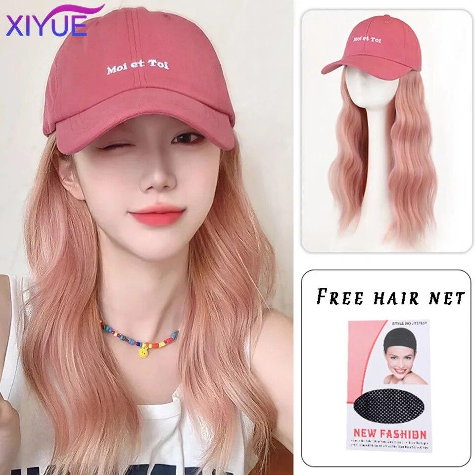 Kapelusz peruka kobiece długie włosy jednoczęściowy kobiecy fason leniwe lekko kręcone włosy czapka z daszkiem peruka pełne nakrycie głowy