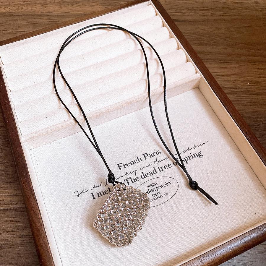 Luxury Korean Style Leather Coin & Earphone Bag Necklace with Clavicle Chain