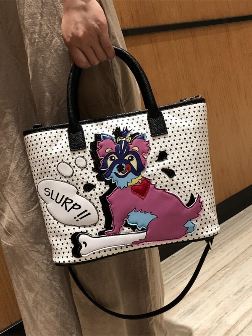 Нишевая Дизайнерская Сумка Женская Сумка-тоут с Принтом в Горошек Креативная Сумка-щенок Сумка-почтальон