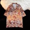 Unisex Vintage Hemdkragen Blumenhemd - Lockere Passform, Hongkong-Stil, Kurze Ärmel, Perfekt für Strand und Paare