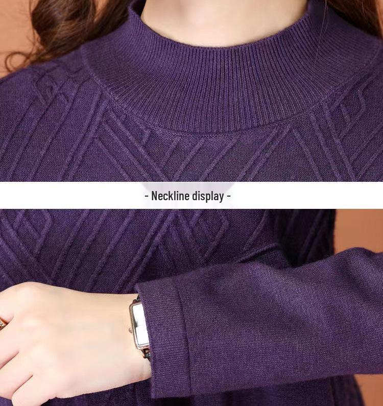2023 Autumn/Winter Women's Oversized Knit Wool Dress, Knee-Length, Plus Size, Stylish, Belly Covering, Thick Fabric