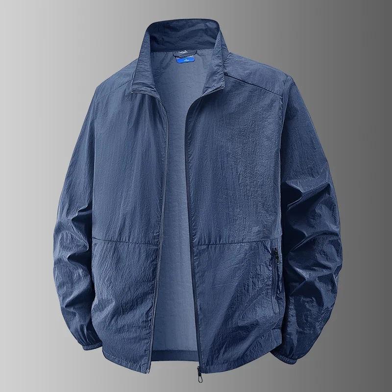 

Men s Sun Protection Jacket Lightweight Windbreaker Stand Collar Breathable Packable Hiking Running Travel M