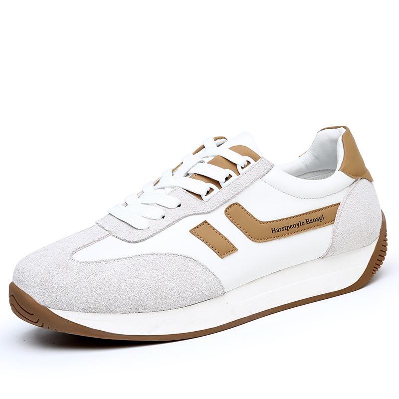 Spring breathable little white shoes men's thick baseplate shoes men's shoes genuine leather men's trendy sports and leisure shoes