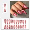 Press on Nail Stilettos Almond Fake Nail French Full Cover Acrylic False Nail Valentine Design Fake Nail for Women Girls