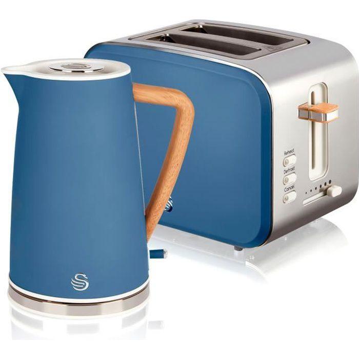Coffret petit-déjeuner Bouilloire sans fil 1,7 L grille-pain 2 Nordic Bleu SWAN STP2090 Azul 49381