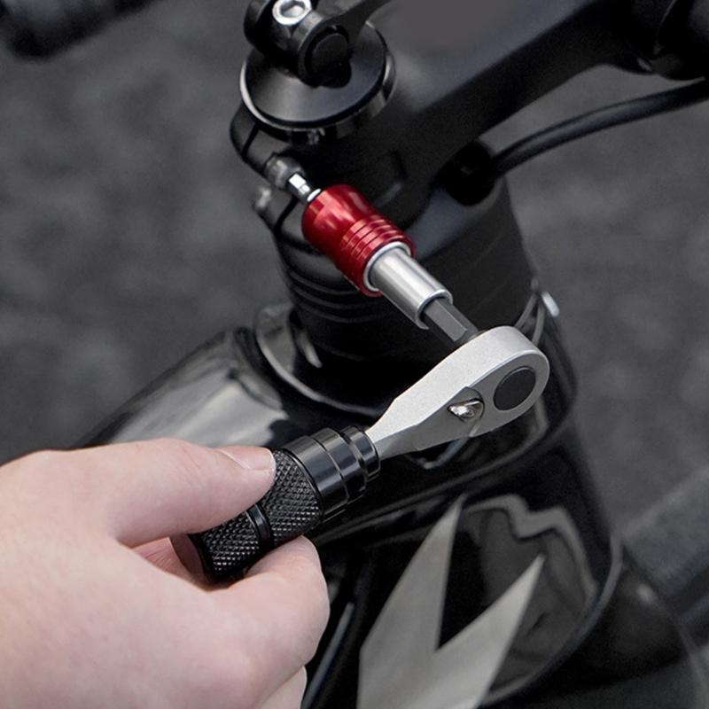 Portable Bike Service Kit with Driver Handle Ratchet Wrench, Tire Aids and Mixed Driver for Daily Travel Maintenance Task Support