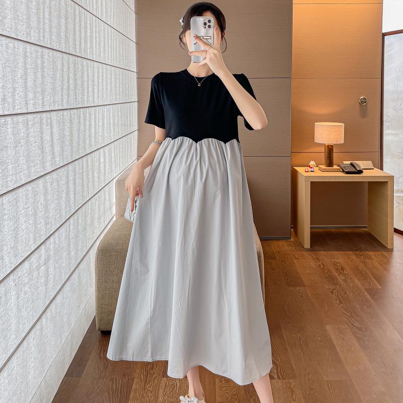 2026 Summer Maternity Patchwork Short-Sleeve Dress 2XL