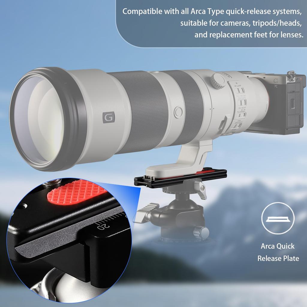 Haoge Tripod Arca Plate 127mm Universal Arca Swiss Quick Release Plate for Tripod Ball Stainless Steel and Strap Holes HQR-127 Head, Hand-Adjustable