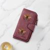 Vintage Style Floral and Bee Illustration Printed Long Wallet Multifunctional Portable Coin Purse with Clasp Suitable for Daily Commuting Large