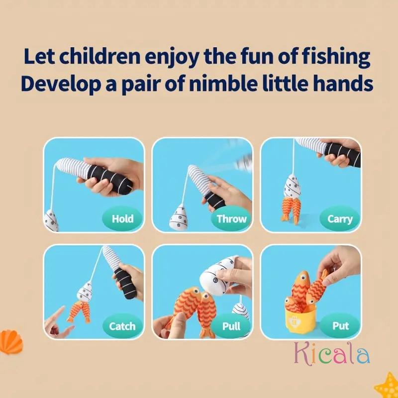 Montessori Fish Toys Cloth Fishing Game for Toddlers 6 to 12 Months Sensory Toy Stacking Cups Number Counting Color Sorting Gift