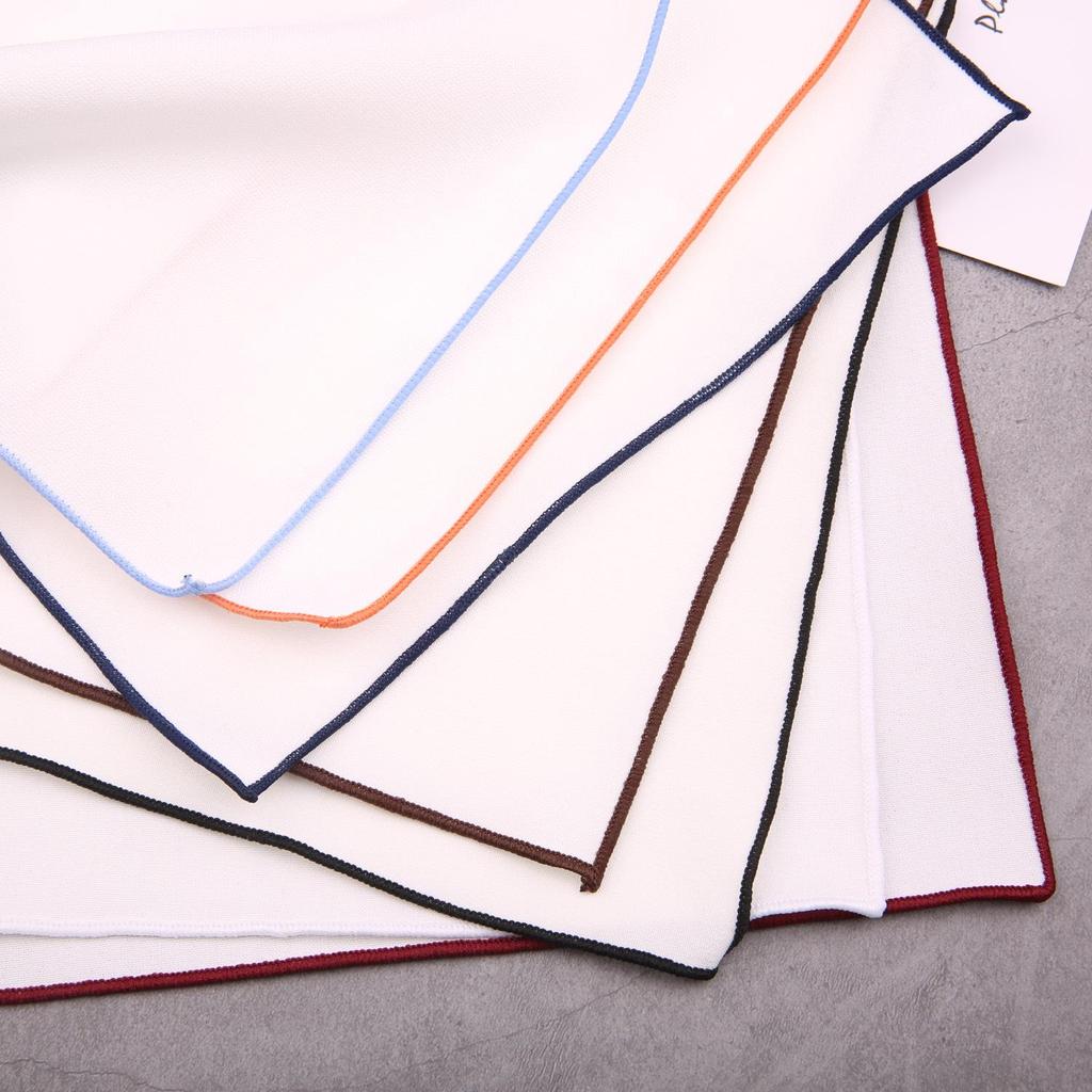 British Men's Formal White Linen-Cotton Pocket Square Handkerchief - Gray Check Design.