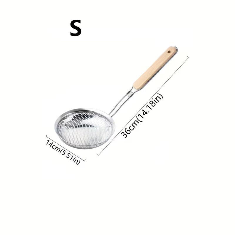 

Stainless Steel Fine Mesh Skimmer Spoon with Wooden Handle Kitchen Colander Strainer for Frying Cooking Oil Filtering Pasta Noodles S