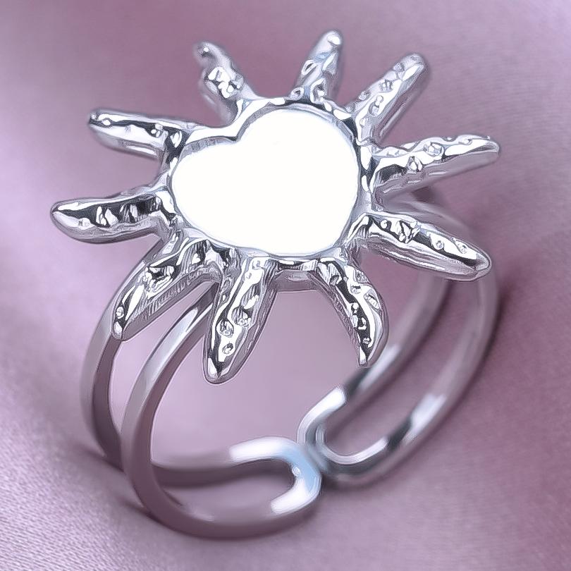 Klassisk Retro Öppningsbar Justerbar Ring Oregelbunden Geometri Hjärta Ellips Vattendroppe Glänsande Rostfritt Stålringar Semesterpresent