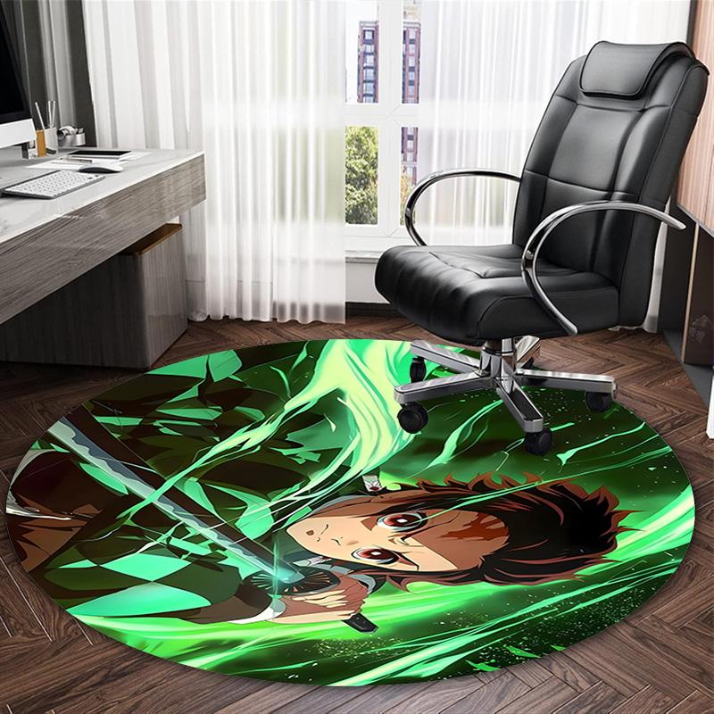 1pc Kamado Tanjiro Carpet, Round Rug, Comfortable, Suitable for Entryways, Living Rooms, Office, And Bedrooms, Christmas Decoration