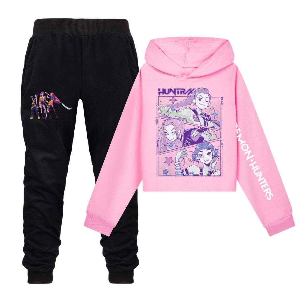 Children's Hooded Top And Pants Two-piece Tracksuit Set Long-sleeved Printed Clothing Set