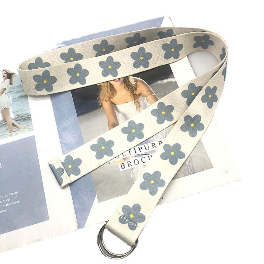 Luxury Trendy Design Nylon Braided Belt Blue Flower Jeans Waistband Casual Canvas Strap