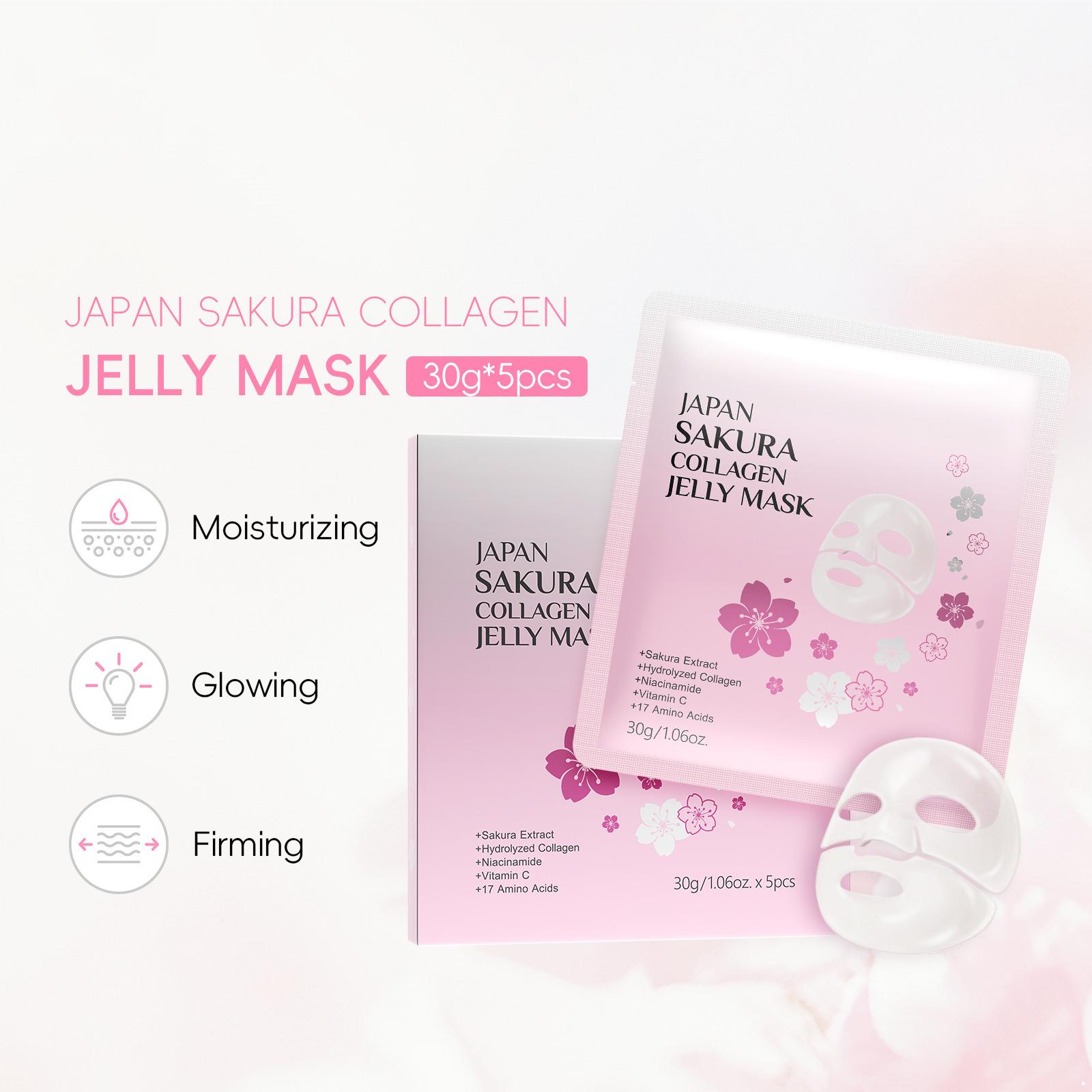 

5 Sheets Sakura Hydrating Mask Set – Moisturizing Facial Skin Care for Firming & Smoothing, for Women, All Skin Types One Size розовый