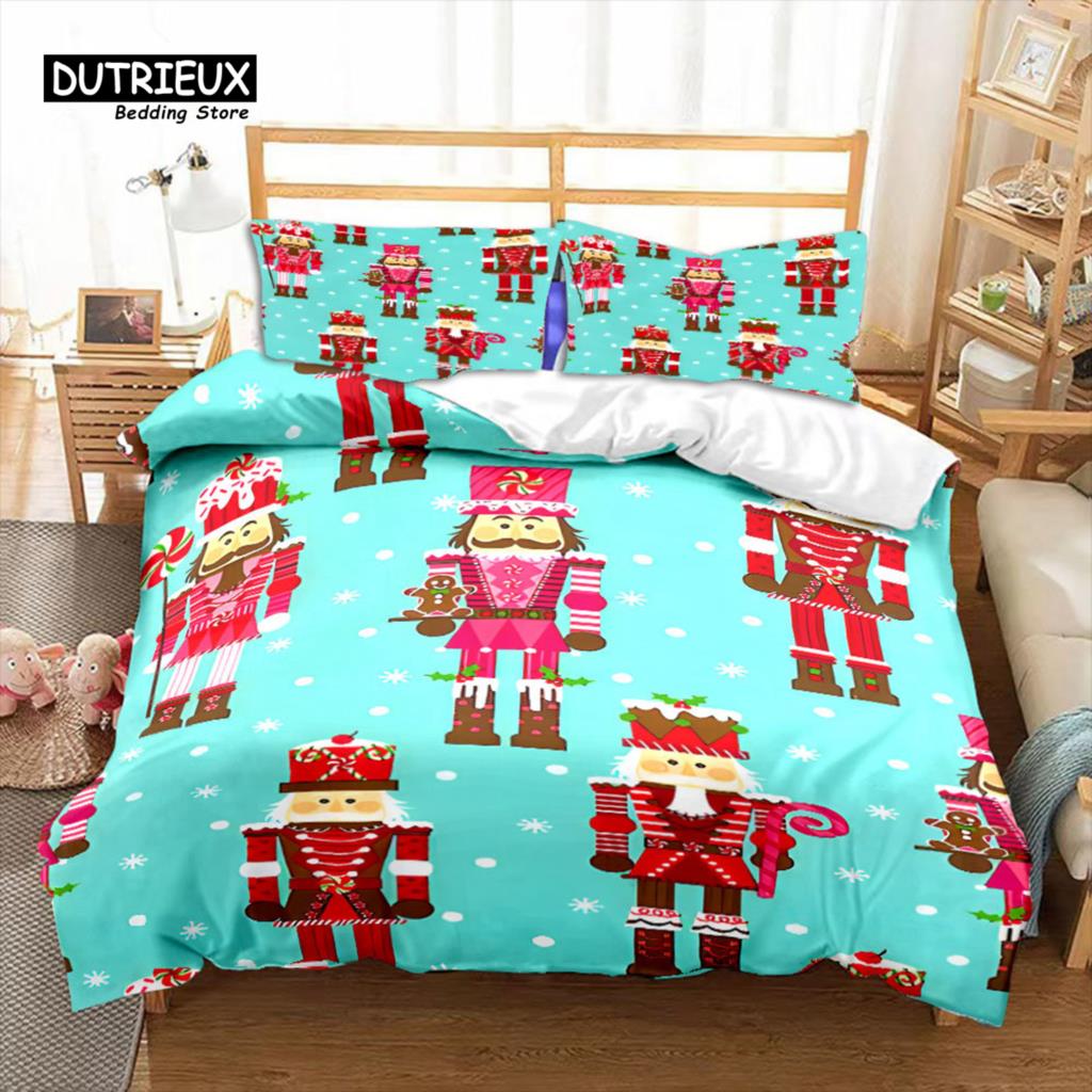 Comforter Nutcracker Christmas Bedding Set Cartoon Royal Guarder Comforter New Year Festival King Size